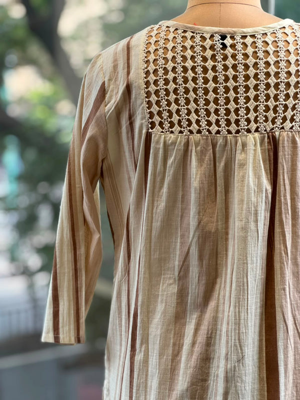 Beige Stripes Printed Co Ord
