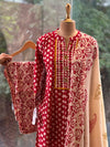 Maroon Printed Dupatta Set