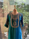 Peacock Green Mul chanderi Suit