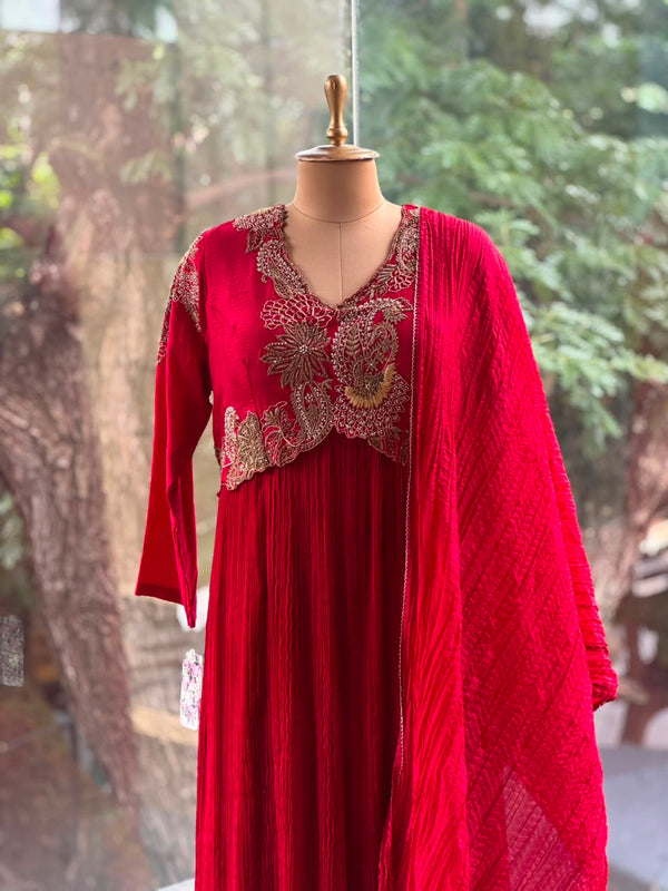 Red Crushed Gown