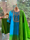 Blue Shaded Chanderi Silk Suit