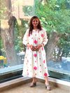 Half white Floral Embroidery Tunic