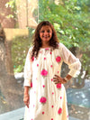 Half white Floral Embroidery Tunic