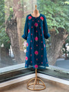 Blue Floral Embroidery Tunic