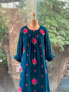 Blue Floral Embroidery Tunic