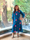 Blue Floral Embroidery Tunic