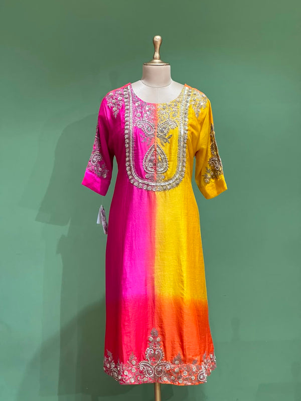 Pink Shaded Intricate Work Dupatta Set