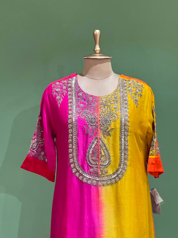 Red Shaded Intricate Work Dupatta Set