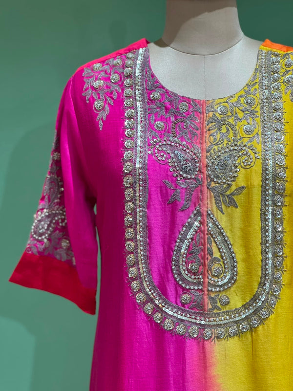 Red Shaded Intricate Work Dupatta Set