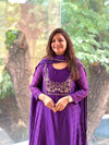 Purple Mul Chanderi Suit