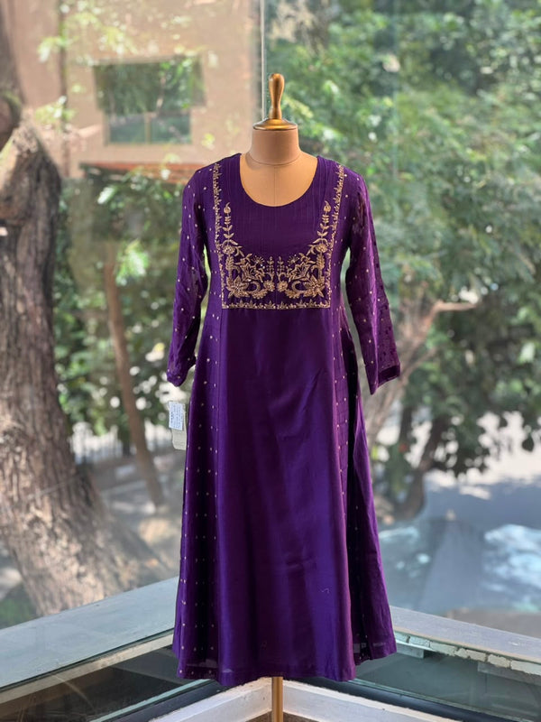 Purple Mul Chanderi Suit