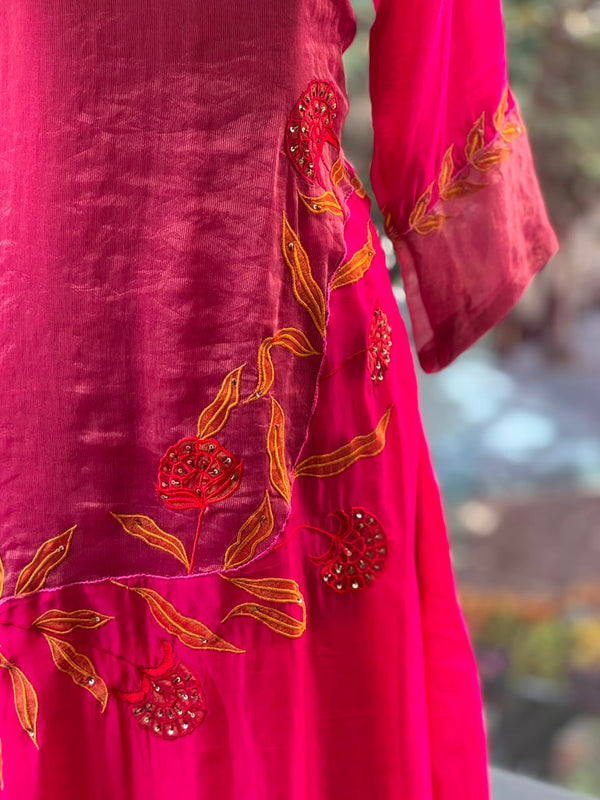 Pink Embroidered Organza suit