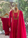 Dark Red Tissue Panel Suit