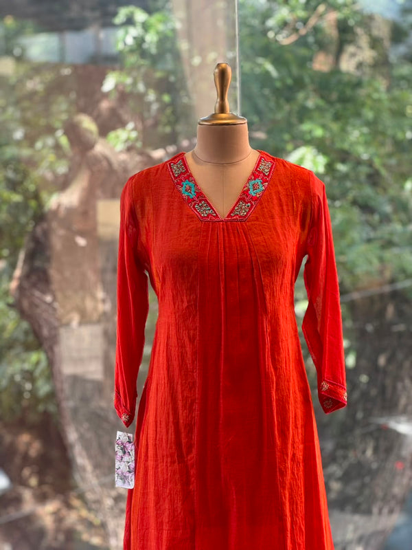 Orange Mul Chanderi Suit