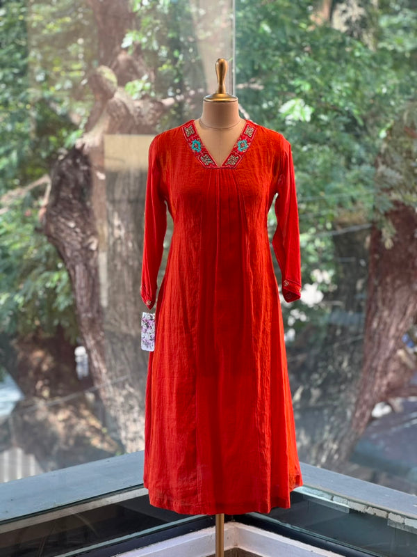 Orange Mul Chanderi Suit