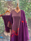 Purple Embroidered Organza Suit