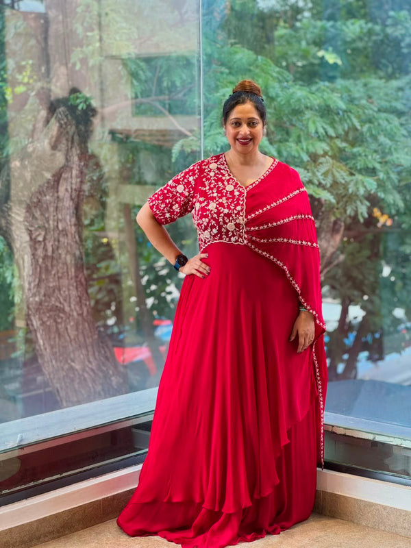 Red One Side Flap Gown