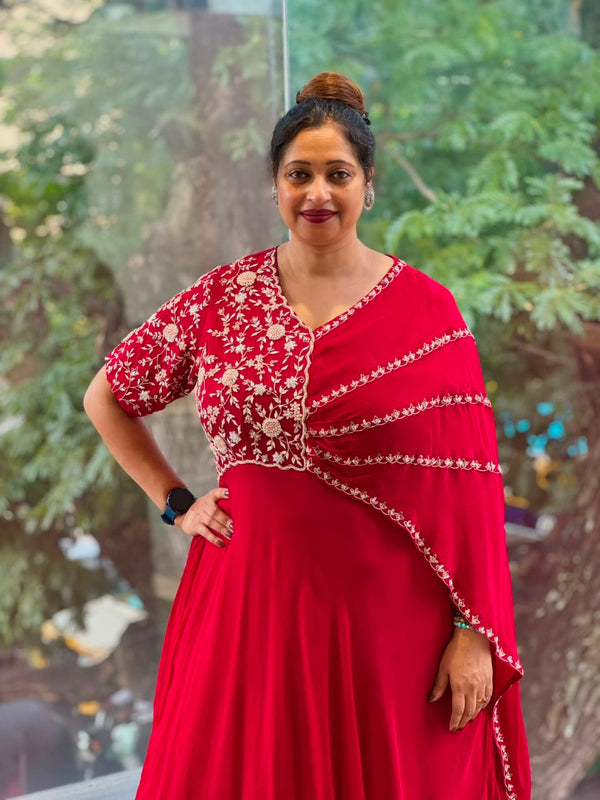 Red One Side Flap Gown