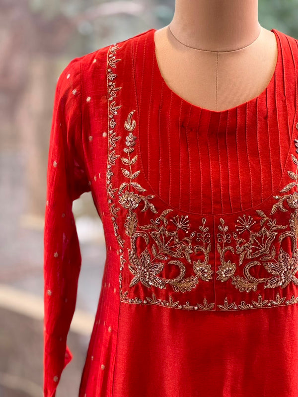 Orange Mul Chanderi Suit