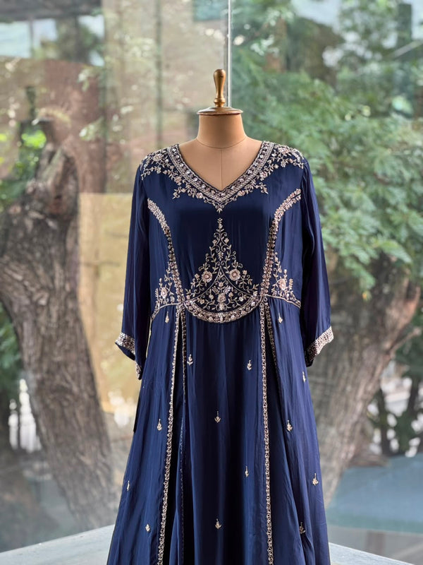Navy Blue Flared Gown