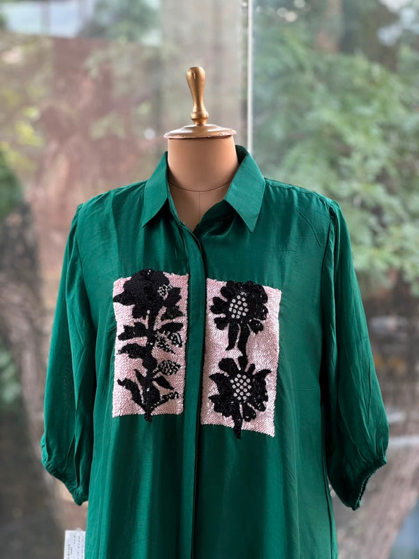 Green Collared Neck Tunic