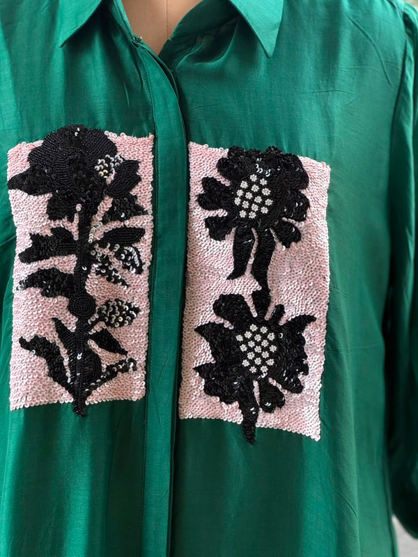 Green Collared Neck Tunic