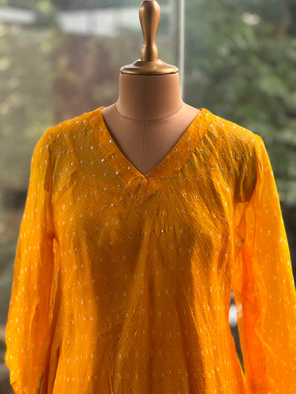 Yellow silk kota dupatta set