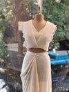 Half White Crush Flap Skirt Set