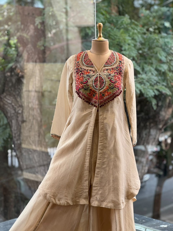 Cream Tissue Palazzo Set