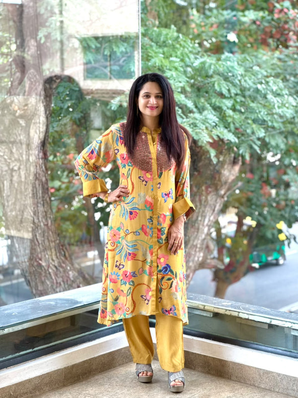 Yellow Floral Digital Printed Co Ord