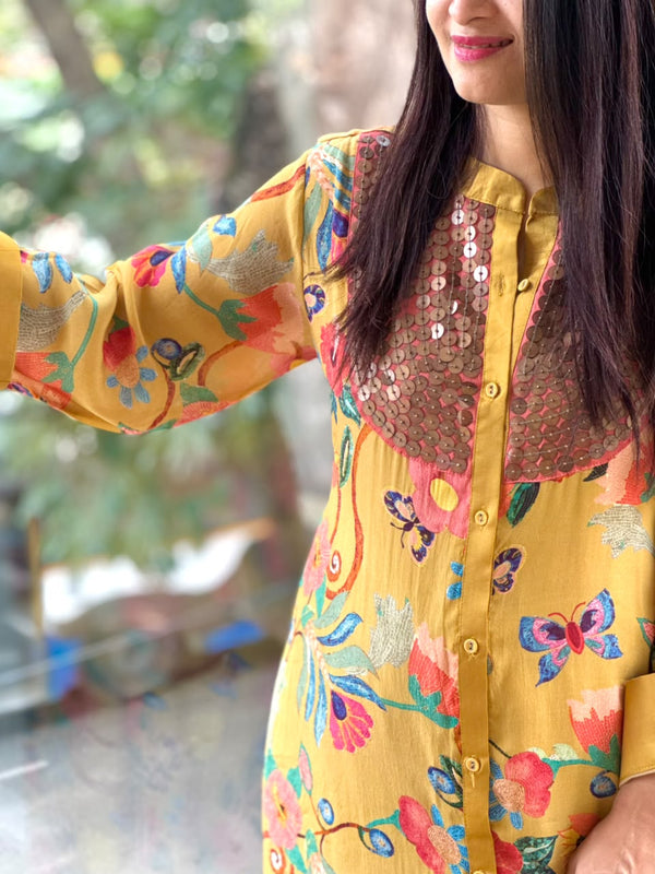Yellow Floral Digital Printed Co Ord