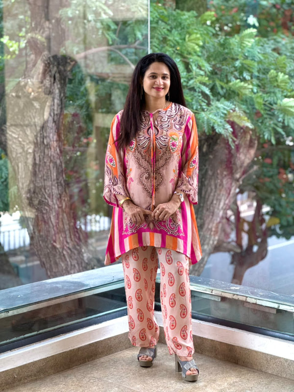Beige Digital Printed Co Ord