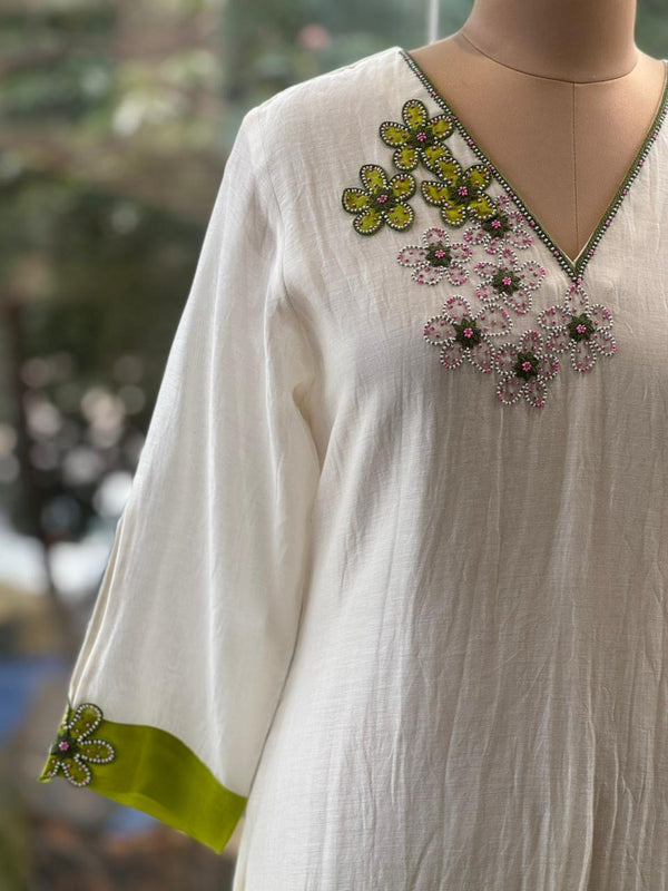 White Shaded Dupatta Set