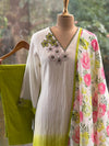White Shaded Dupatta Set