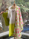White Shaded Dupatta Set