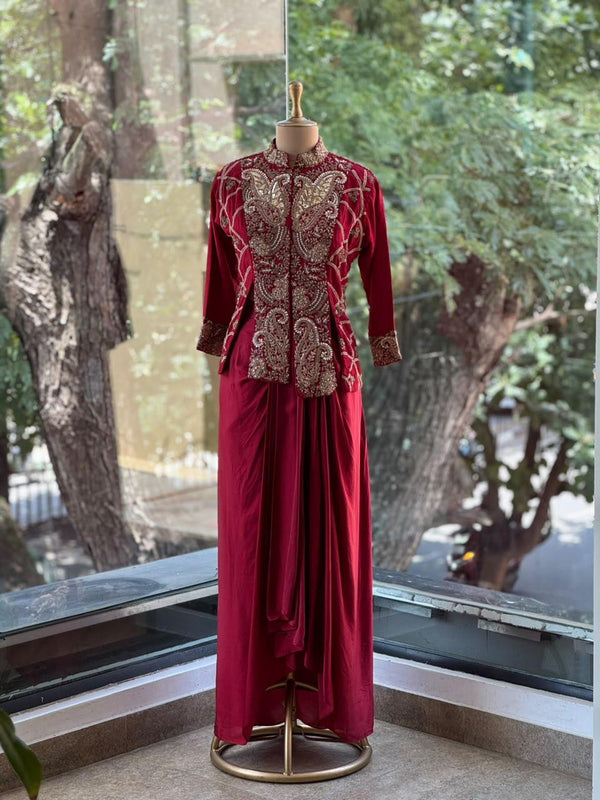 Maroon Skirt Set