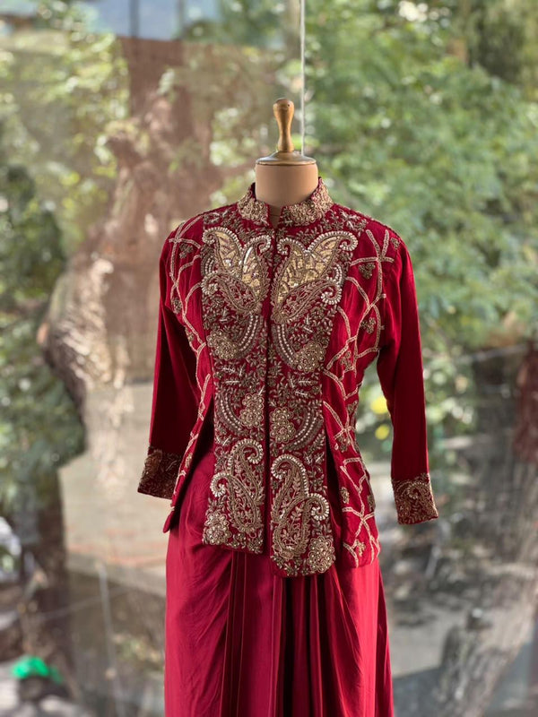 Maroon Skirt Set