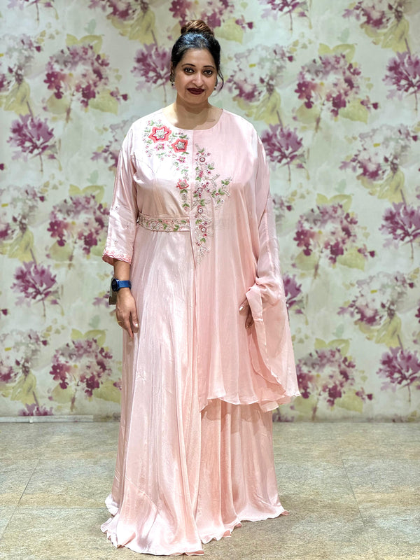 Peachish Pink Side Kaftaan Gown