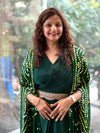 Green Bandhej Cape Set