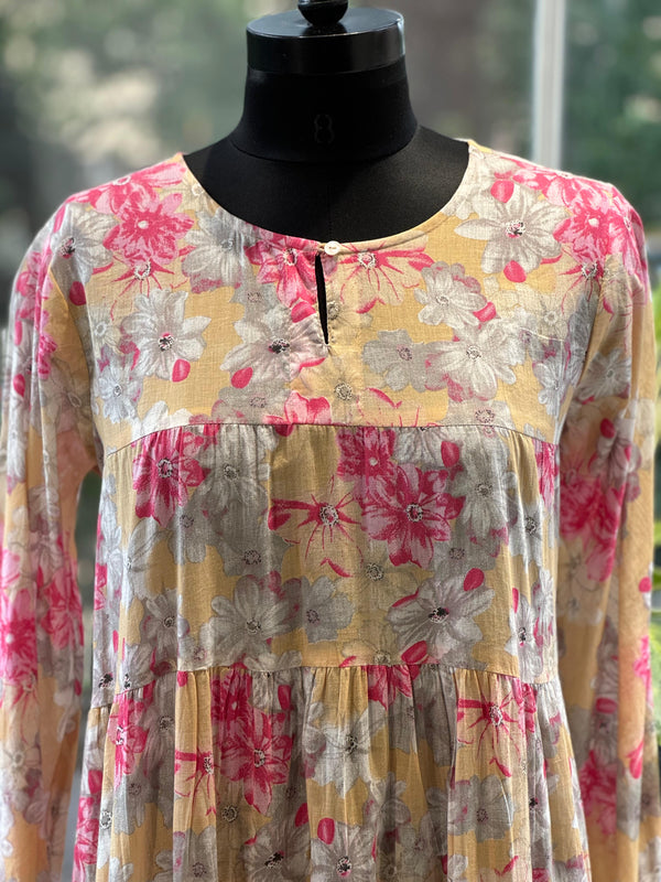 Yellow Floral Mul Tunic