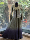 Green Shaded Crush Lehegna Set