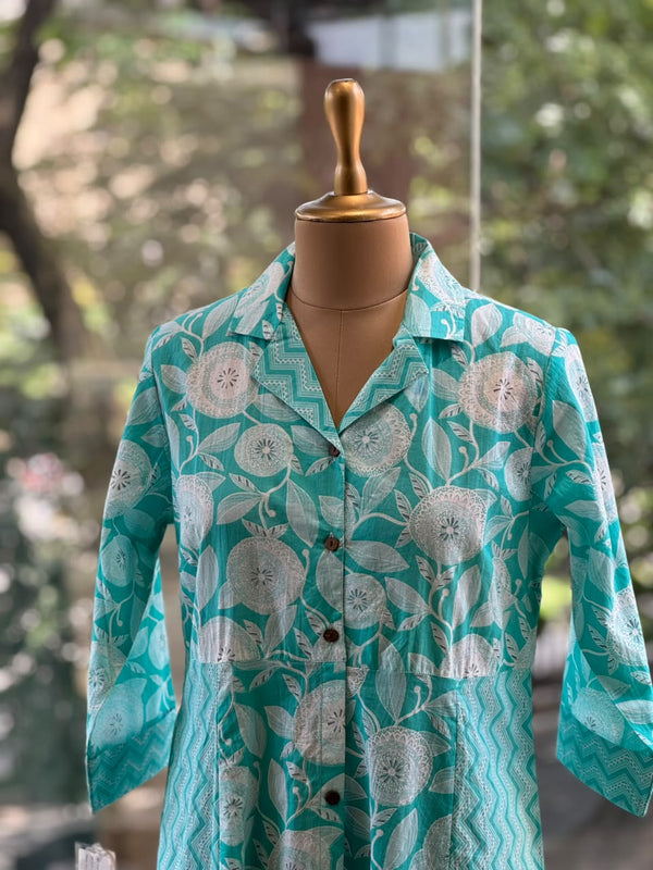 Blue Floral Print Aline Tunic