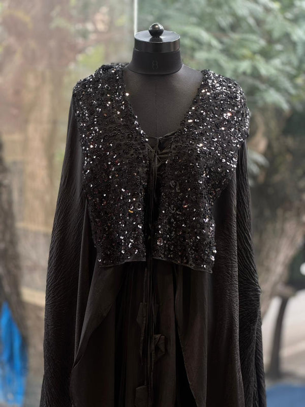 Black Shimmer Cape Set