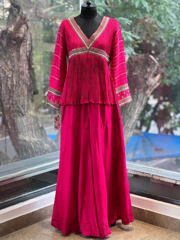 Pink Crushed Palazzo Set