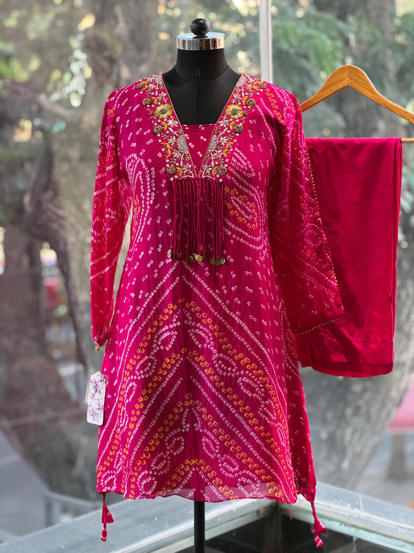 Pink Bandhej Co Ord