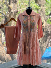 Peach Embroidered Yolk Co Ord