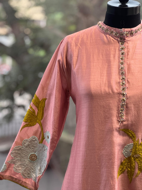 Peach Patch Work Dupatta Set