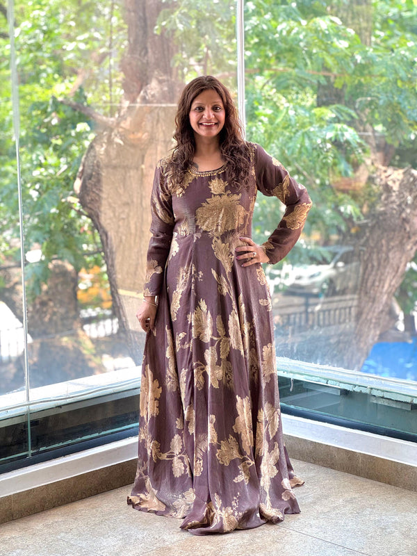 Brown Floral Gown