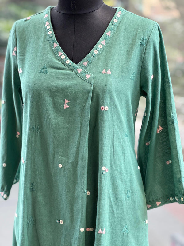 Green Angrakha Style Co Ord