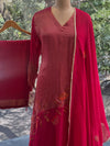 Maroon Tissue Organza Suit